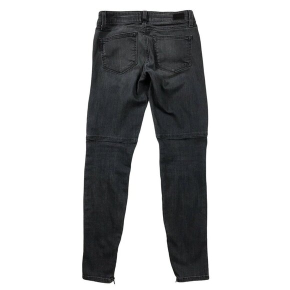 Paige Demi Skinny Moto Womens Jeans Size 24 Gray Zip Ankles Pockets - Picture 2 of 7